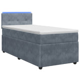 vidaXL Boxspringbed met matras en LED Lichtgrijs 90 x 190 cm Fluweel