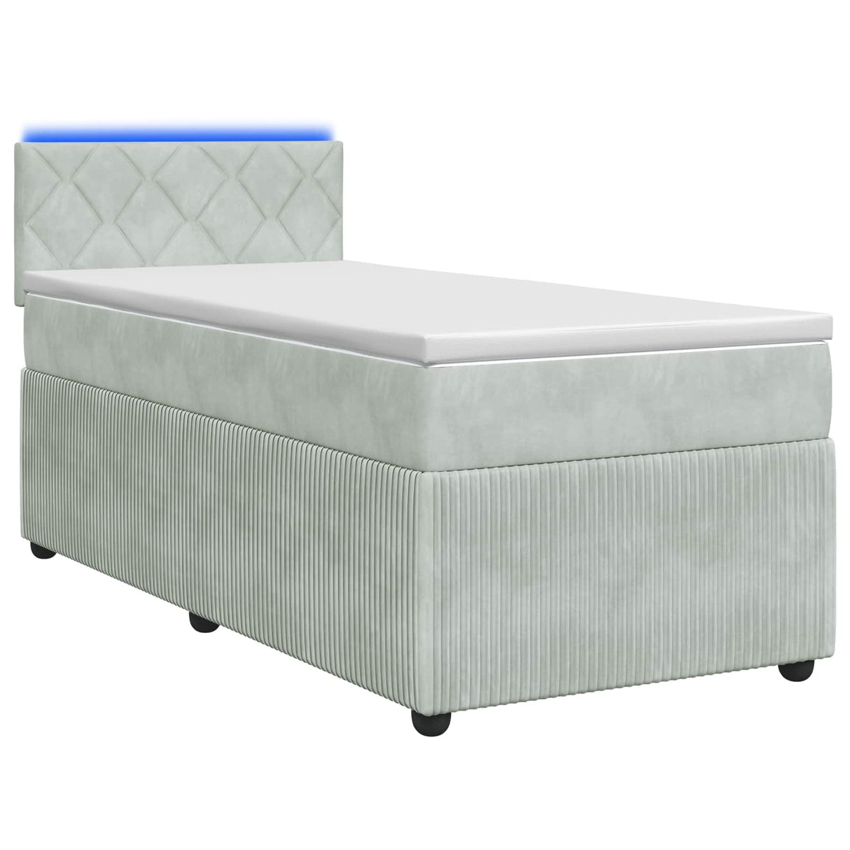 vidaXL Boxspringbed met matras en LED Lichtgrijs 90 x 190 cm Fluweel