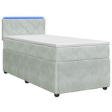 vidaXL Boxspringbed met matras en LED Lichtgrijs 90 x 190 cm Fluweel