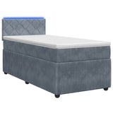 vidaXL Boxspringbed met matras en LED Lichtgrijs 90 x 190 cm Fluweel