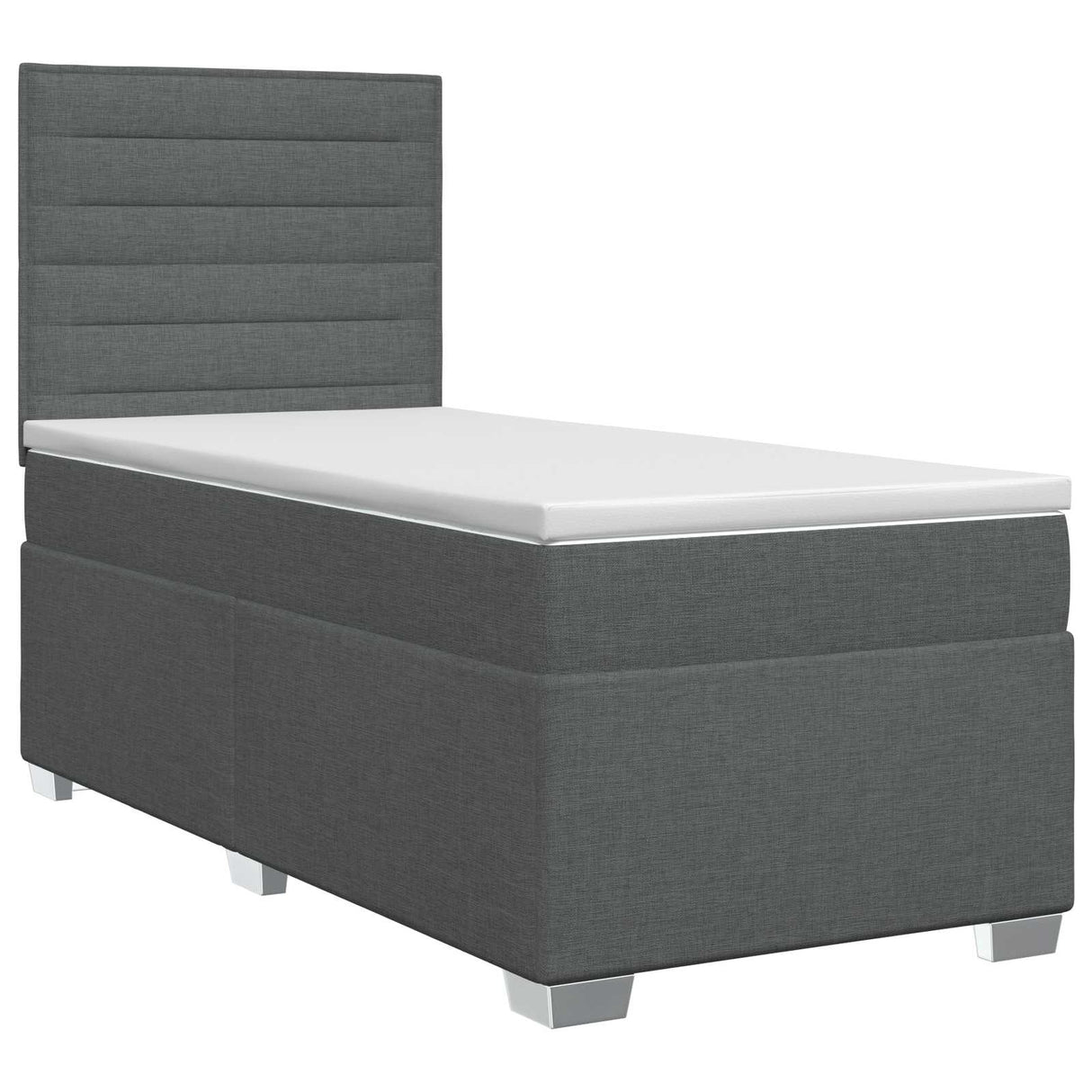 vidaXL Box Spring Bed with Mattress and Headboard Dark Grey Single Fabric