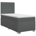 vidaXL Box Spring Bed with Mattress and Headboard Dark Grey Single Fabric