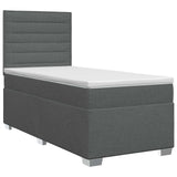 vidaXL Box Spring Bed with Mattress and Headboard Dark Grey Single Fabric