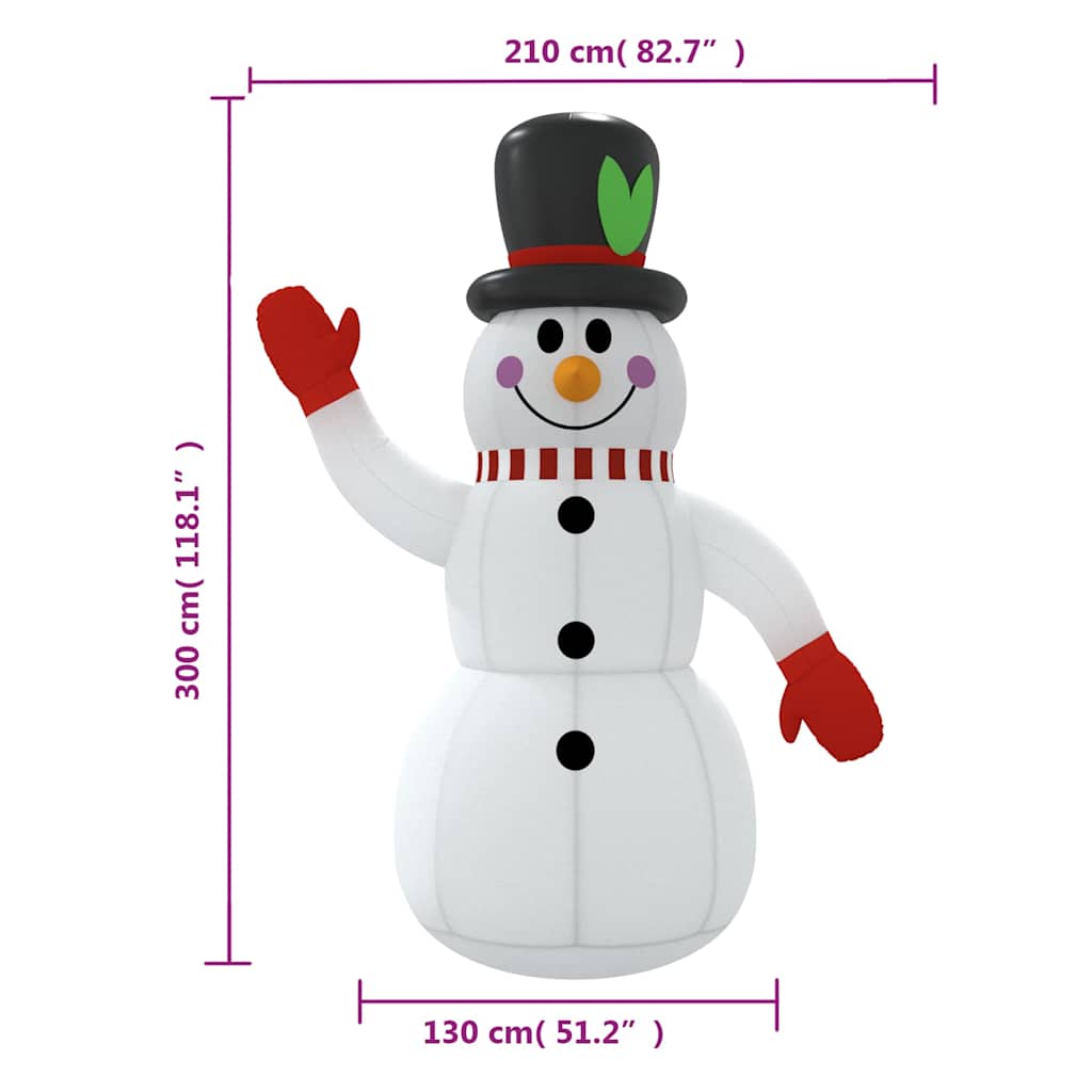 vidaXL Sneeuwpop opblaasbaar met LED's 370 cm