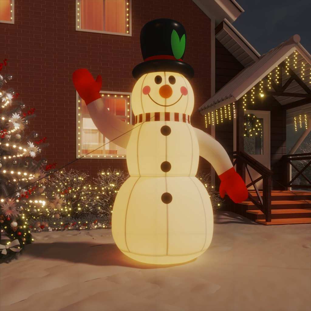 vidaXL Sneeuwpop opblaasbaar met LED's 370 cm