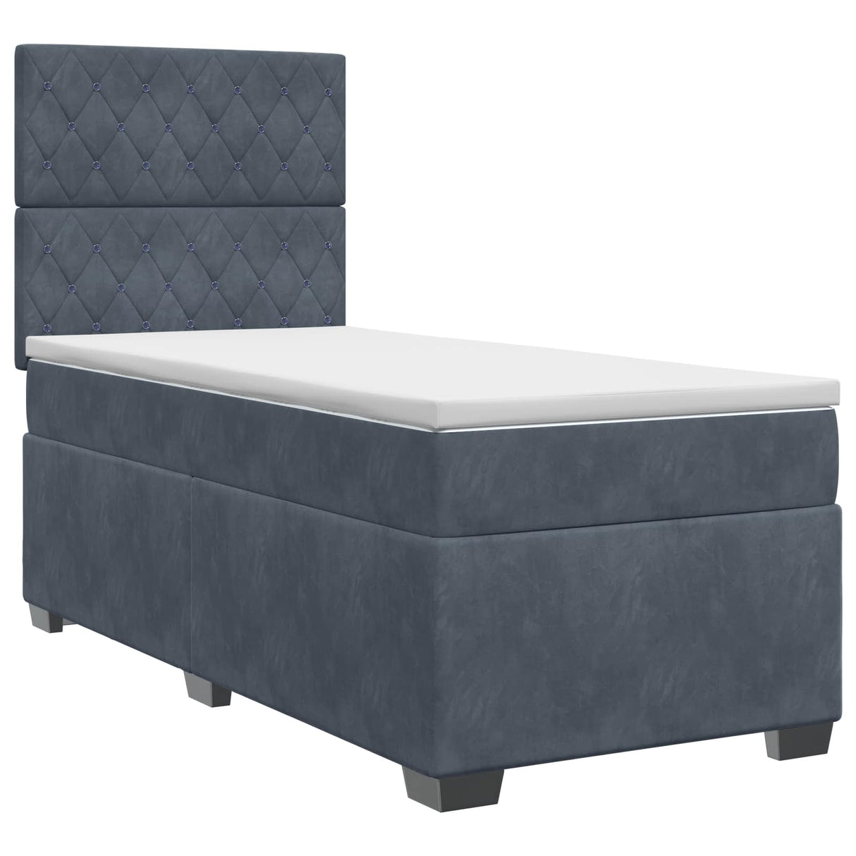 vidaXL Box spring bed with mattress Dark Grey Single Velvet