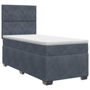 vidaXL Box spring bed with mattress Dark Grey Single Velvet