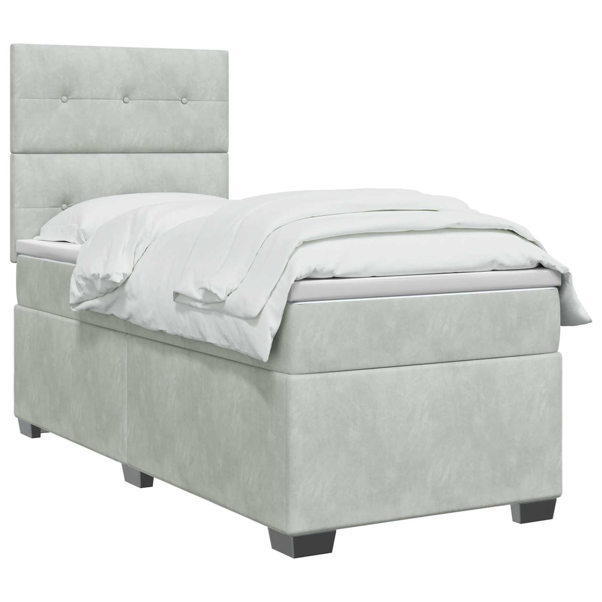 vidaXL Box spring bed with mattress Dark Grey Single Velvet
