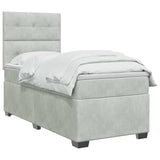 vidaXL Box spring bed with mattress Dark Grey Single Velvet