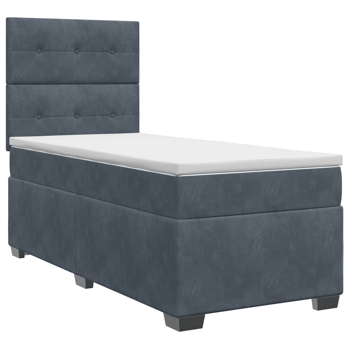 vidaXL Box spring bed with mattress Dark Grey Single Velvet