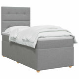 vidaXL Boxspringbed met matras met hoofdeinde Donkergrijs Enkel Stof