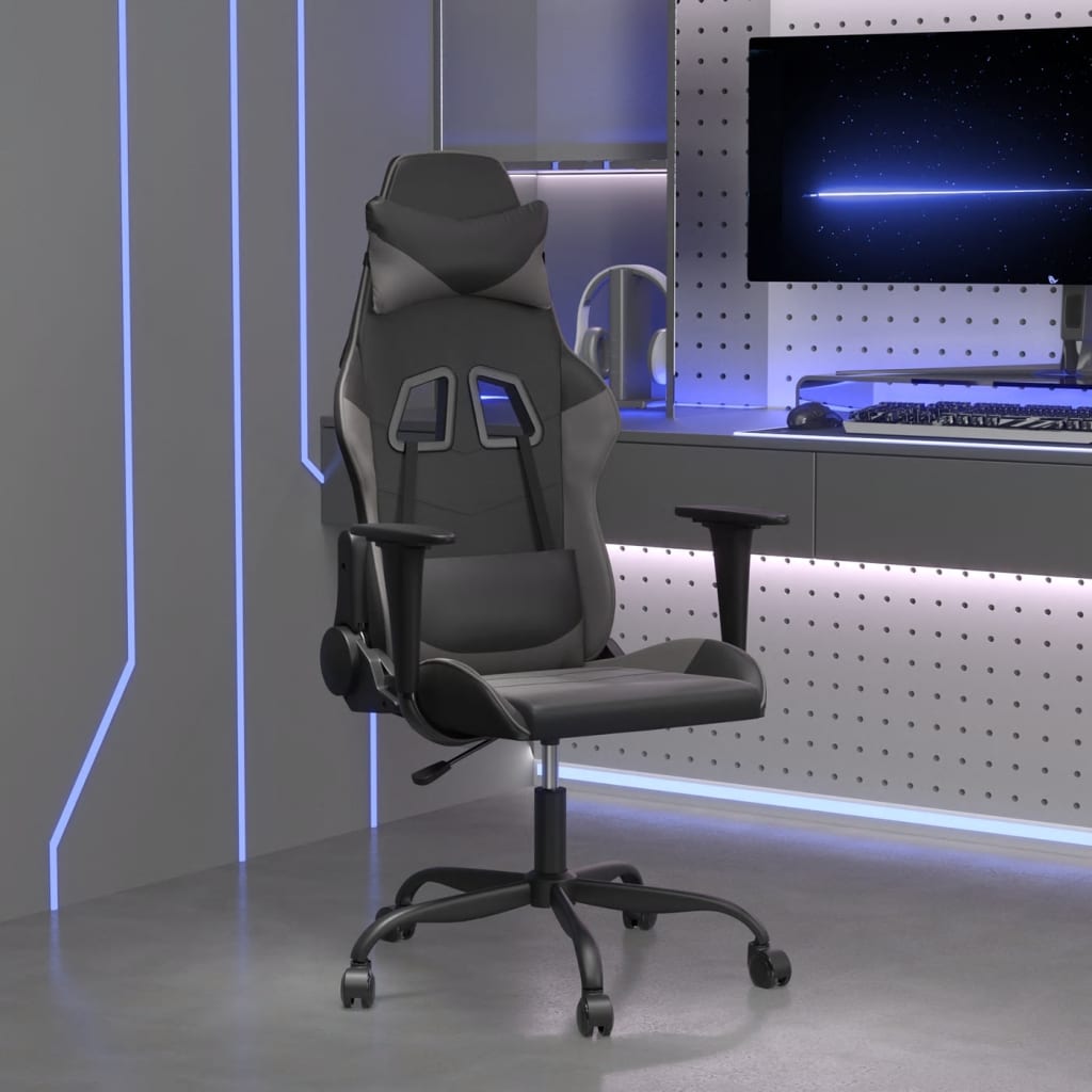 vidaXL Massage Gaming Chair Faux Leather Black and Blue