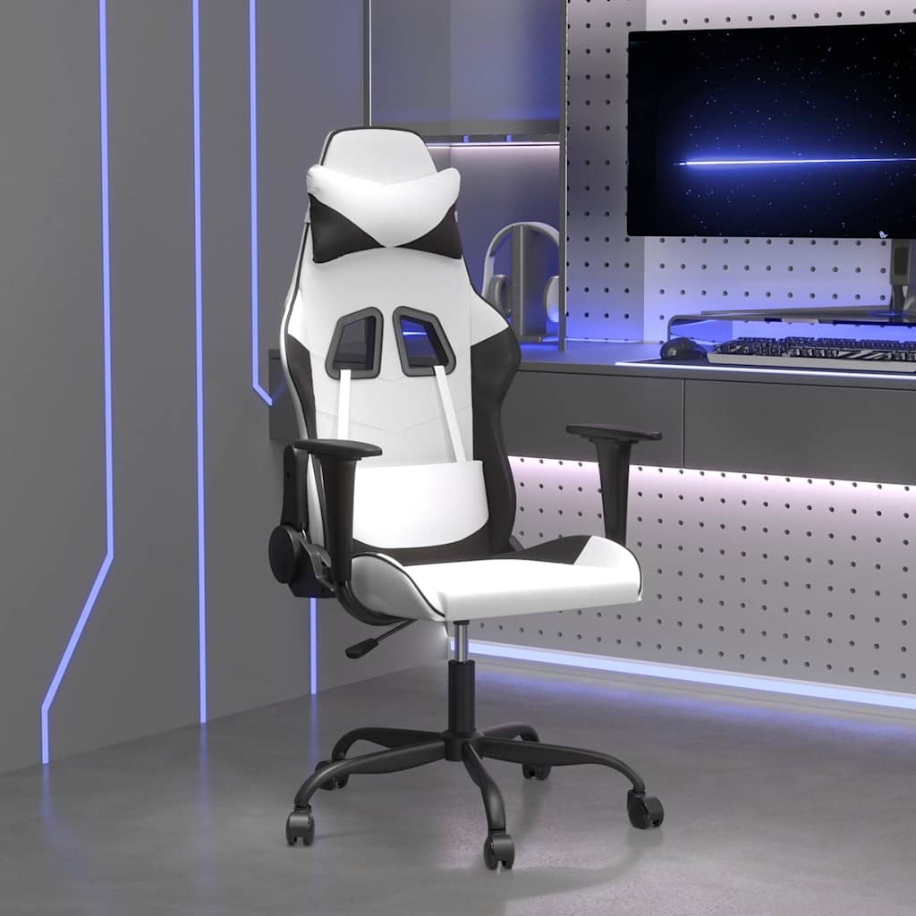 vidaXL Massage Gaming Chair Faux Leather Black and Blue