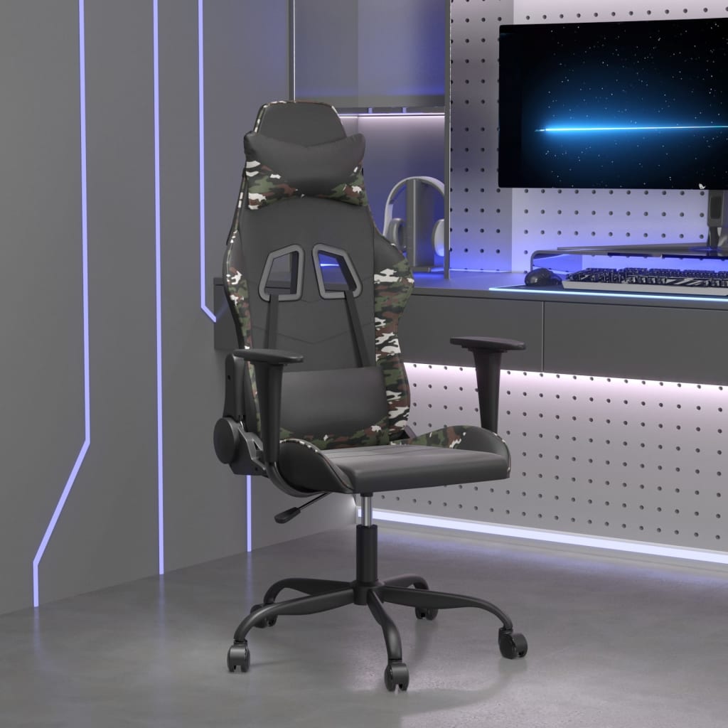 vidaXL Massage Gaming Chair Faux Leather Black and Blue