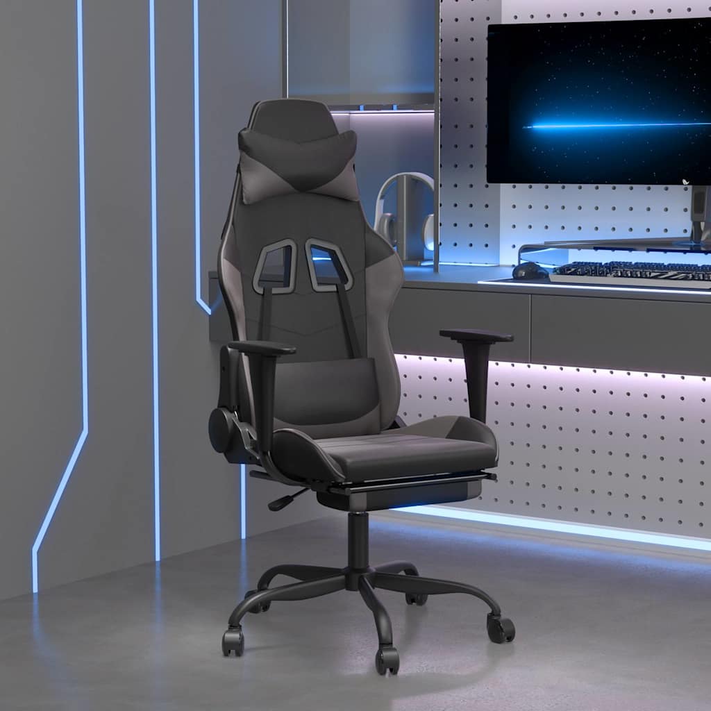 vidaXL Massage Gaming Chair Faux Leather Black and Blue