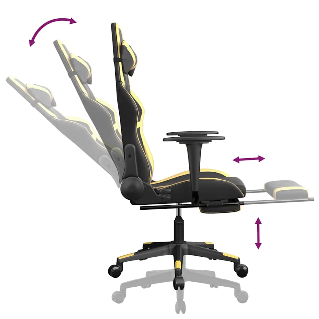 vidaXL Massage Gaming Chair Faux Leather Black and Blue
