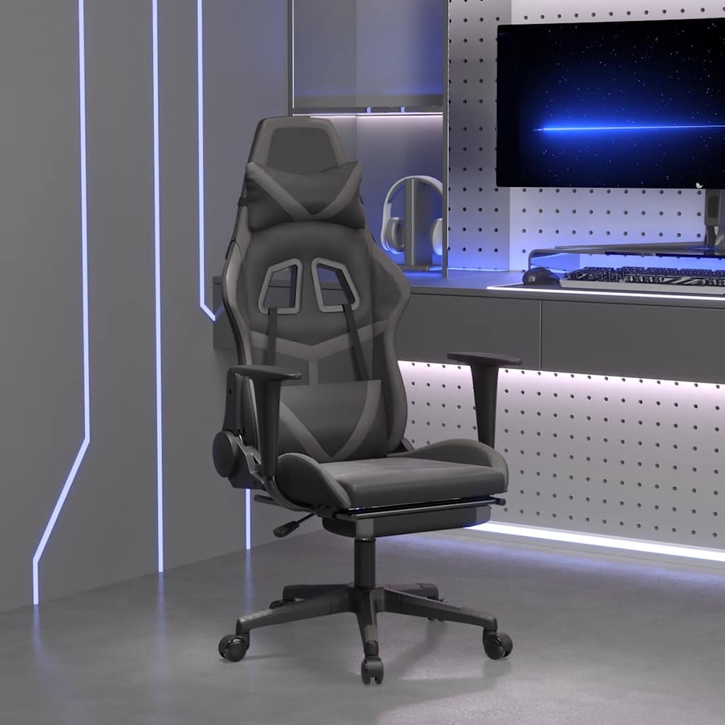 vidaXL Massage Gaming Chair Faux Leather Black and Blue