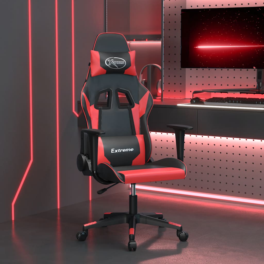 vidaXL Massage gamestoel kunstleer zwart en blauw