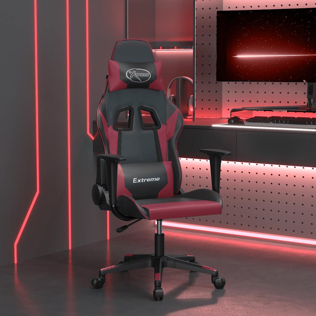 vidaXL Massage gamestoel kunstleer zwart en blauw