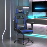 vidaXL Massage gamestoel kunstleer zwart en blauw