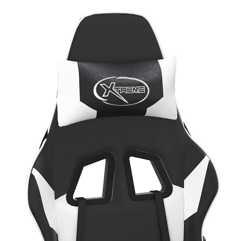 vidaXL Massage gamestoel kunstleer zwart en blauw