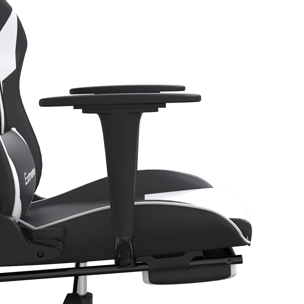 vidaXL Massage gamestoel kunstleer zwart en blauw