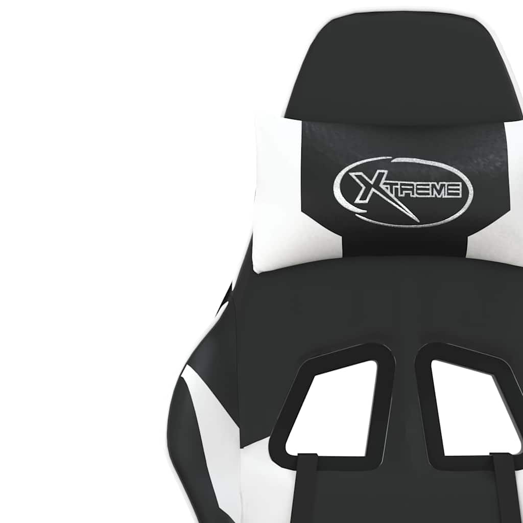 vidaXL Massage gamestoel kunstleer zwart en blauw