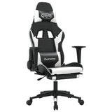 vidaXL Massage gamestoel kunstleer zwart en blauw