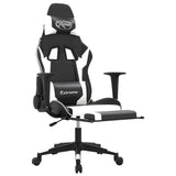 vidaXL Massage gamestoel kunstleer zwart en blauw