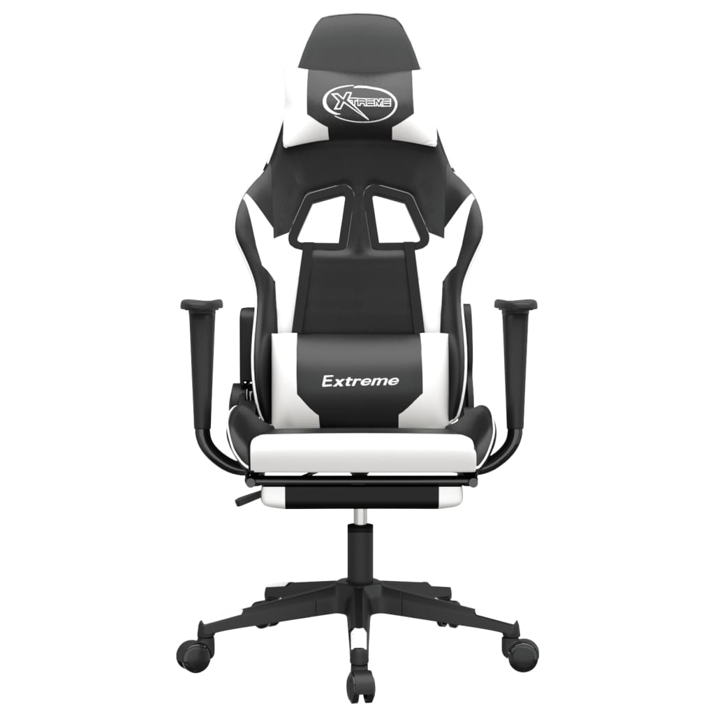 vidaXL Massage gamestoel kunstleer zwart en blauw