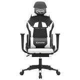 vidaXL Massage gamestoel kunstleer zwart en blauw