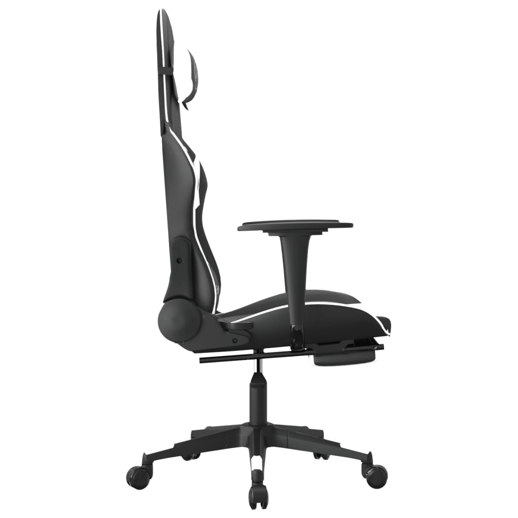 vidaXL Massage gamestoel kunstleer zwart en blauw