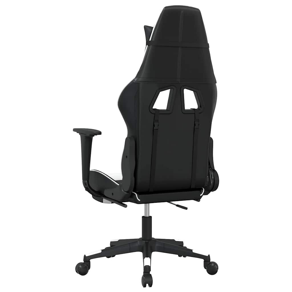 vidaXL Massage gamestoel kunstleer zwart en blauw