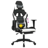 vidaXL Massage gamestoel kunstleer zwart en blauw
