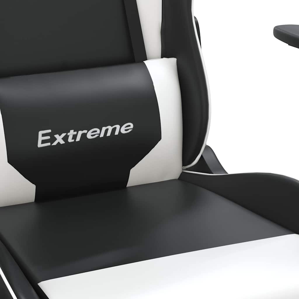 vidaXL Massage gamestoel kunstleer zwart en blauw