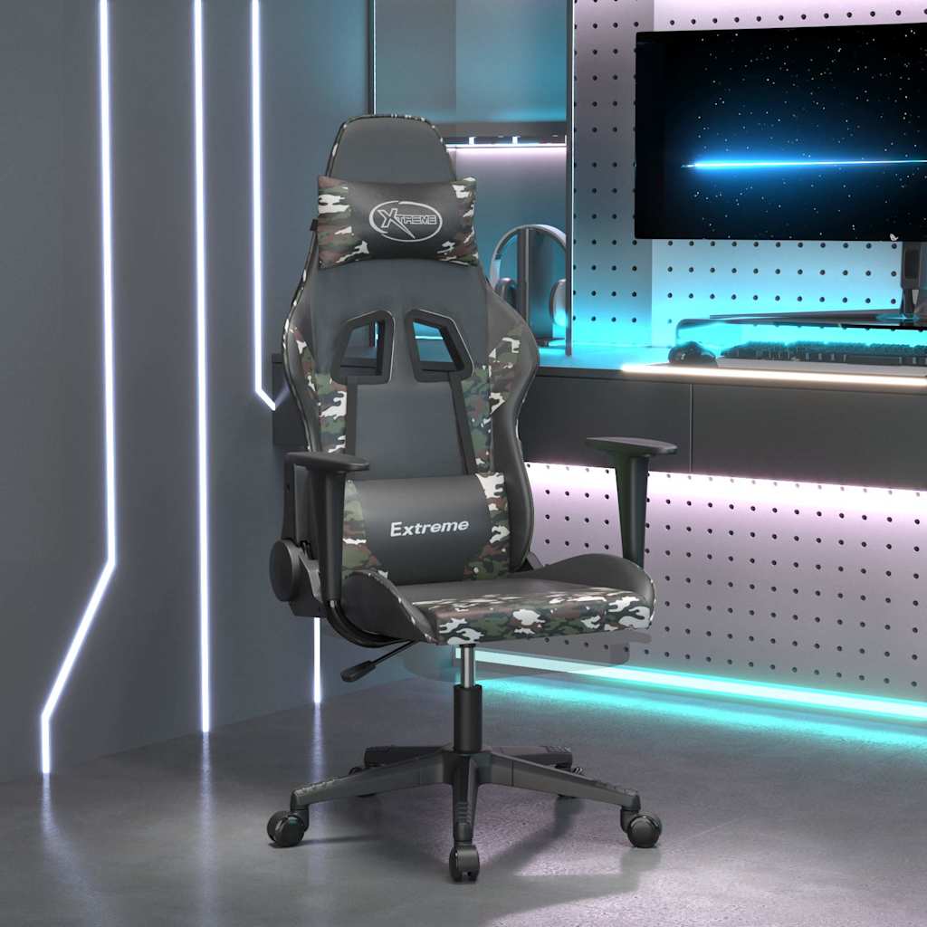 vidaXL Massage gamestoel kunstleer zwart en blauw