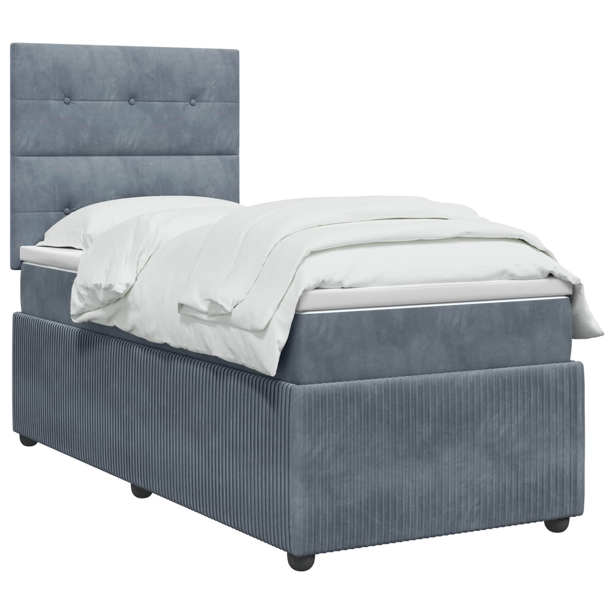 vidaXL Box Spring Bed with Mattress Dark Grey Single Velvet