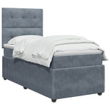 vidaXL Box Spring Bed with Mattress Dark Grey Single Velvet