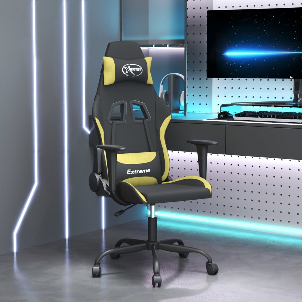 vidaXL Massage Gaming Chair Fabric Black and Cream