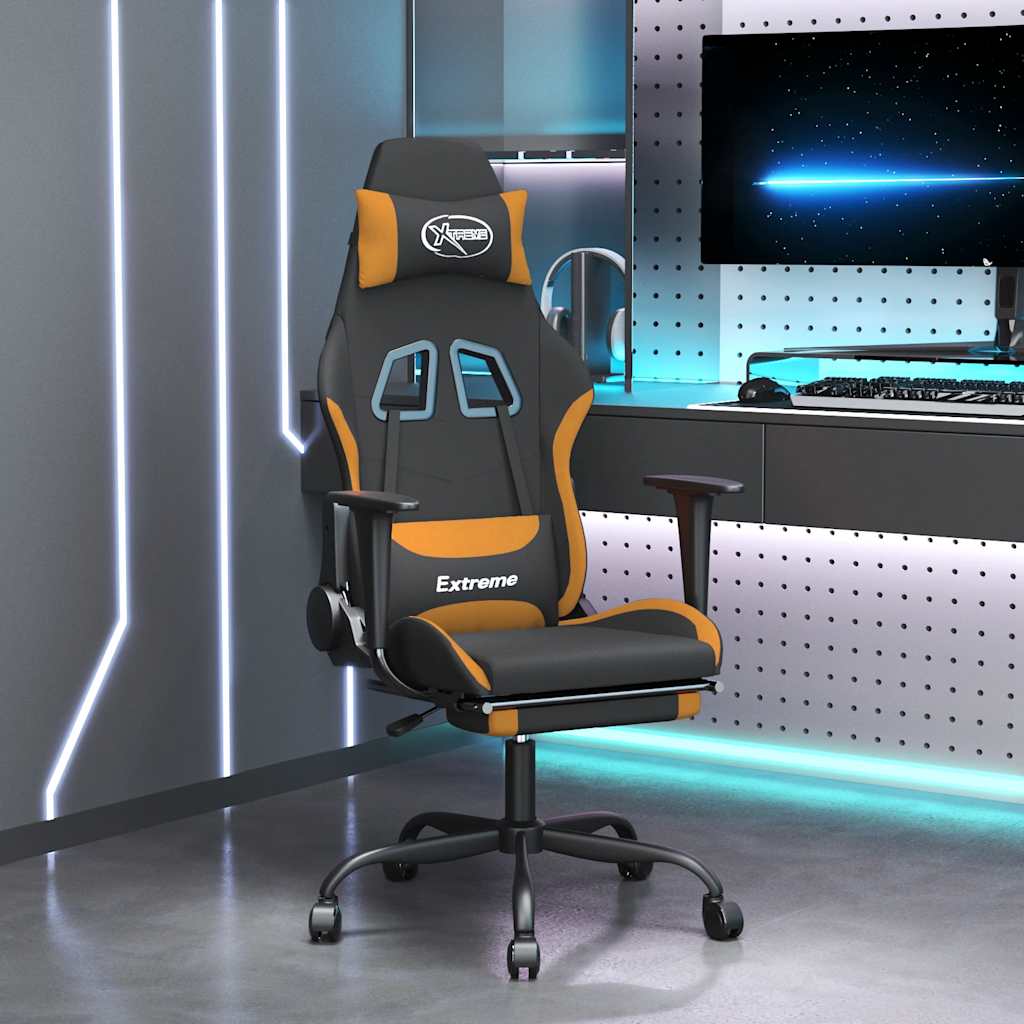 vidaXL Massage Gaming Chair Fabric Black and Cream