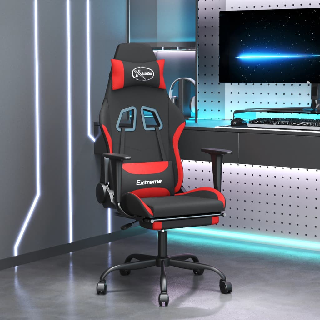 vidaXL Massage Gaming Chair Fabric Black and Cream