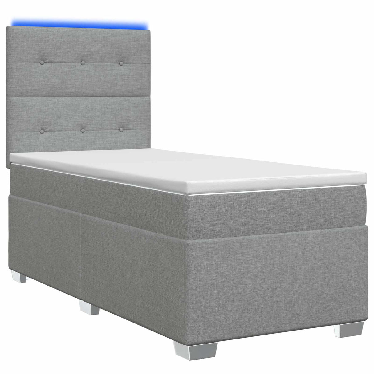 vidaXL Box Spring Bed with Mattress and LED Dark Grey 90 x 190 cm Fabric