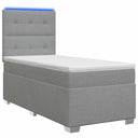 vidaXL Box Spring Bed with Mattress and LED Dark Grey 90 x 190 cm Fabric