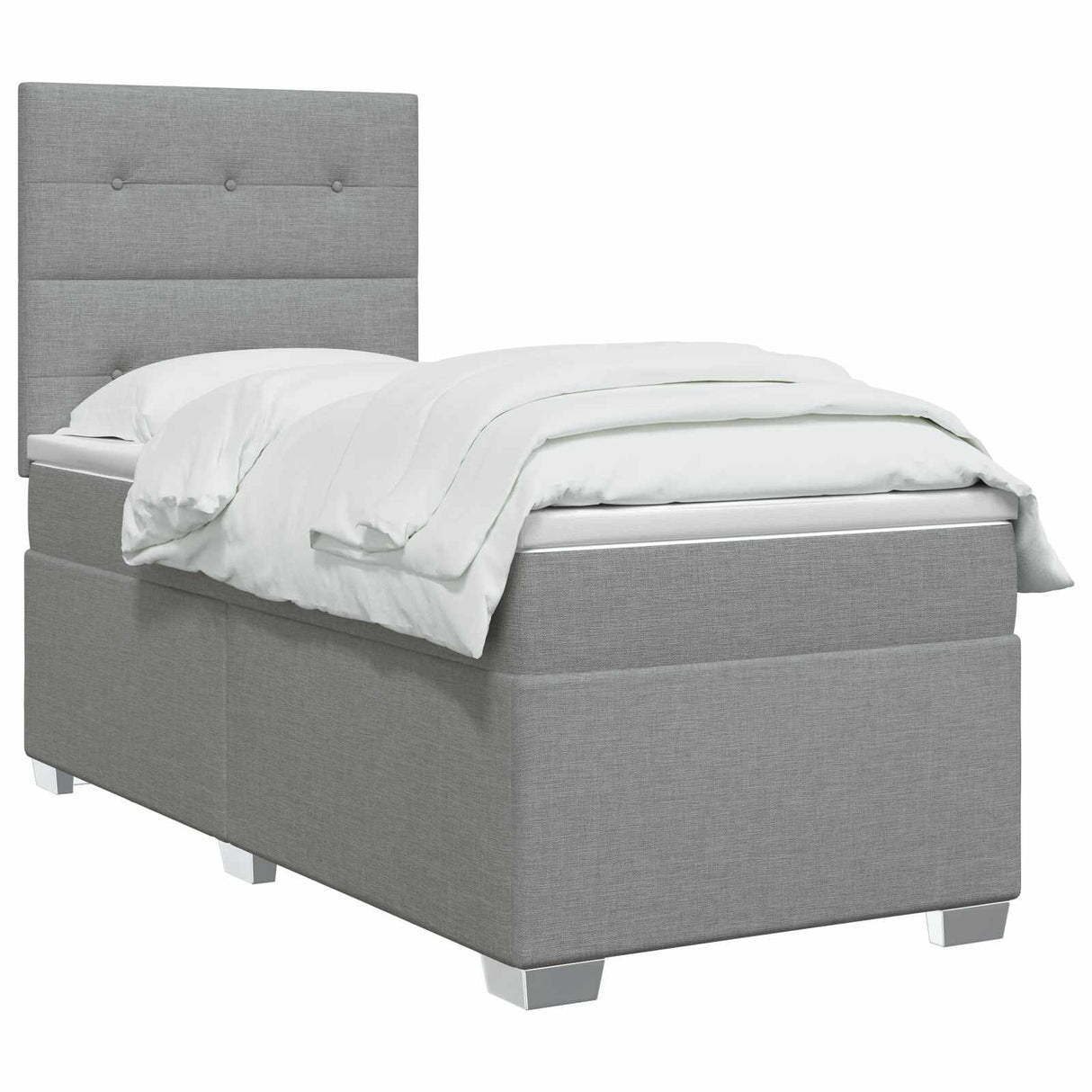 vidaXL Box Spring Bed with Mattress and LED Dark Grey 90 x 190 cm Fabric