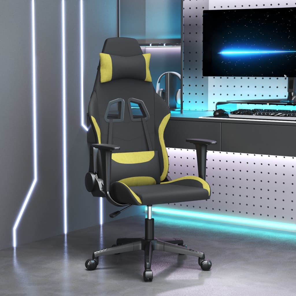 vidaXL Massage gamestoel stof zwart en crèmekleurig