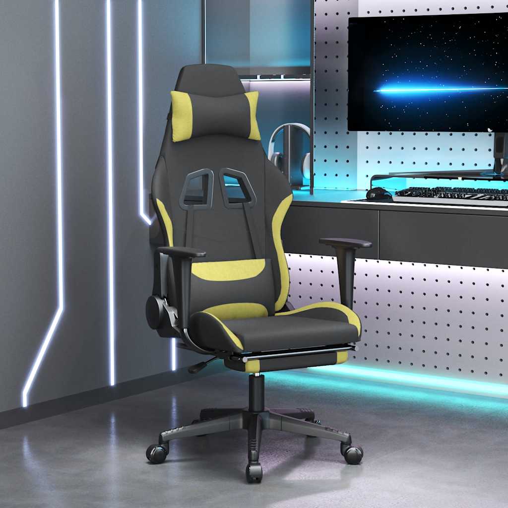vidaXL Massage gamestoel stof zwart en crèmekleurig