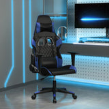 vidaXL Massage gamestoel kunstleer zwart en blauw
