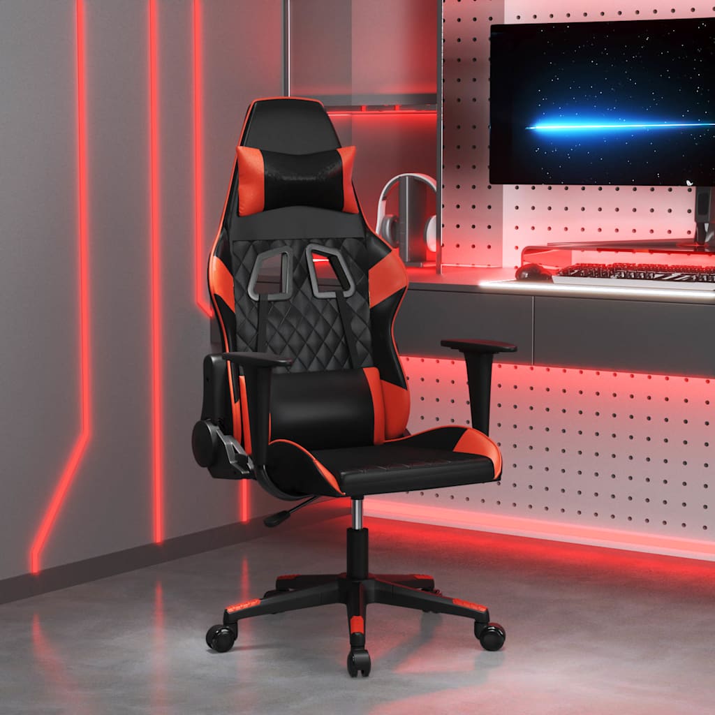 vidaXL Massage gamestoel kunstleer zwart en blauw