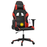vidaXL Massage gamestoel kunstleer zwart en blauw