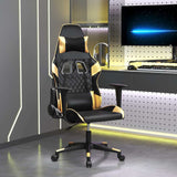 vidaXL Massage gamestoel kunstleer zwart en blauw